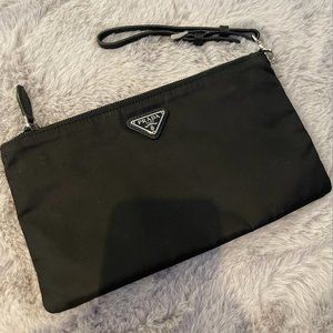 Prada Black Nylon Wristlet Pouch
